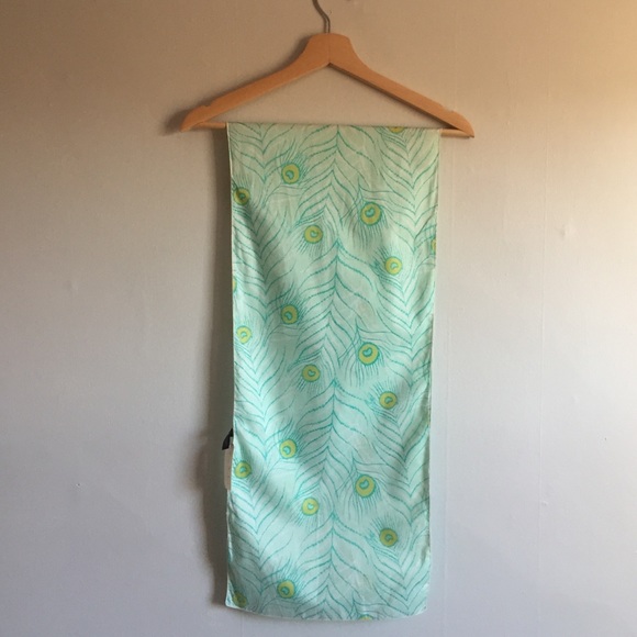 Dana Herbert • NWT Peacock Feather Patterned Scarf - Picture 2 of 5